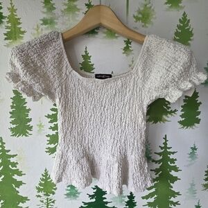 Almost Famous Cream Textured Top